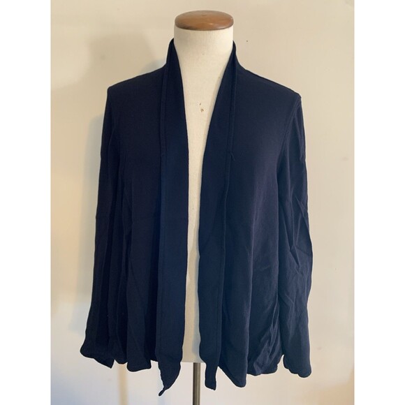 Eileen Fisher Sweater Women Large Black Sheer Flowy Lightweight Open Cardigan - Picture 1 of 8